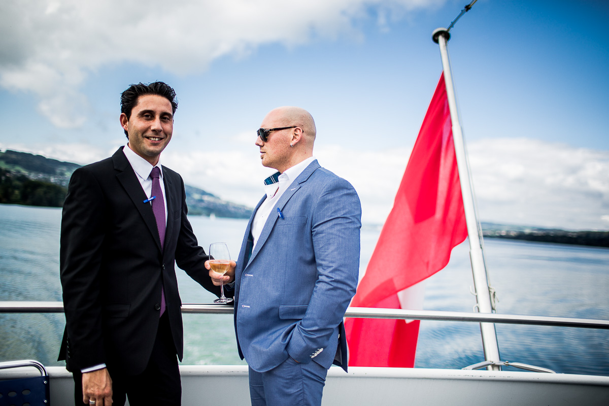 Apero auf dem Boot, Schweiz, See, Seerose Hotel Hochzeit